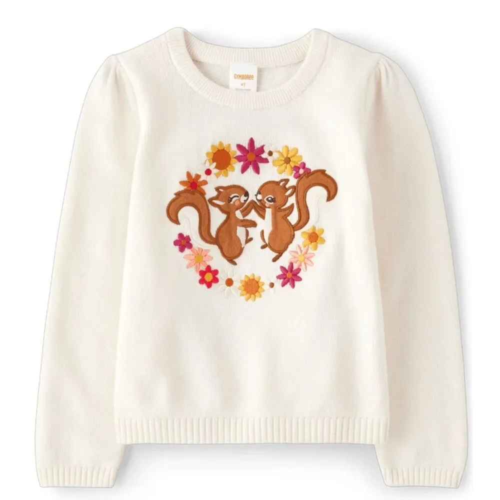 Gymboree Girls Happy Harvest Embroidered Squirrel Sweater Size 12 NEW with Tags